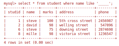 Mysql Pattern Matching